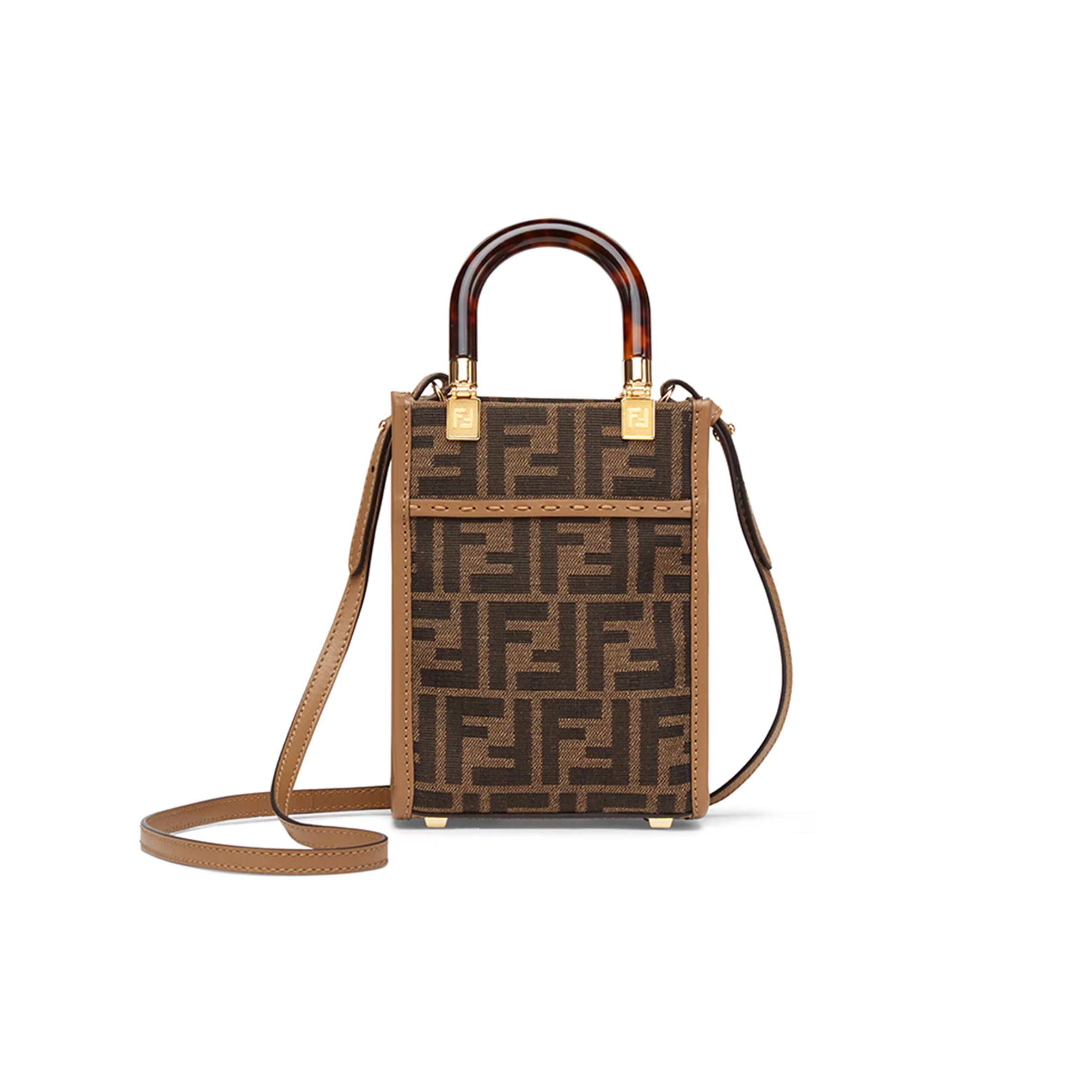 F**di mini sunshine shopper fabric brown 8bs051alvxf1ge3 (18*14.5*6cm)